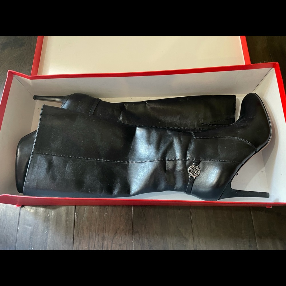 coach black knee high semi matte boots